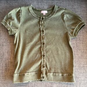 Kids Design History Green Button-Up Shirt